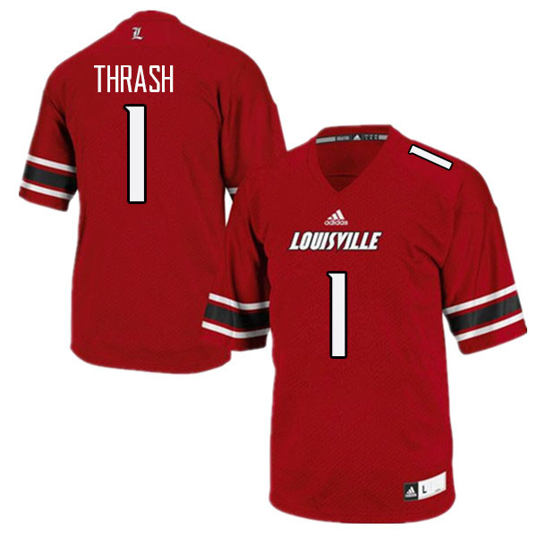 Men #1 Jamari Thrash Louisville Cardinals College Football Jerseys Stitched Sale-Red - Click Image to Close